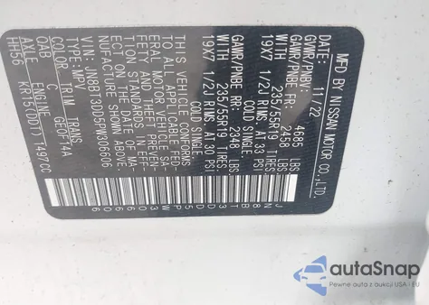 2023 Nissan Rogue Platinum Intelligent Awd z USA, uszkodzony, nr VIN JN8BT3DD5PW306606